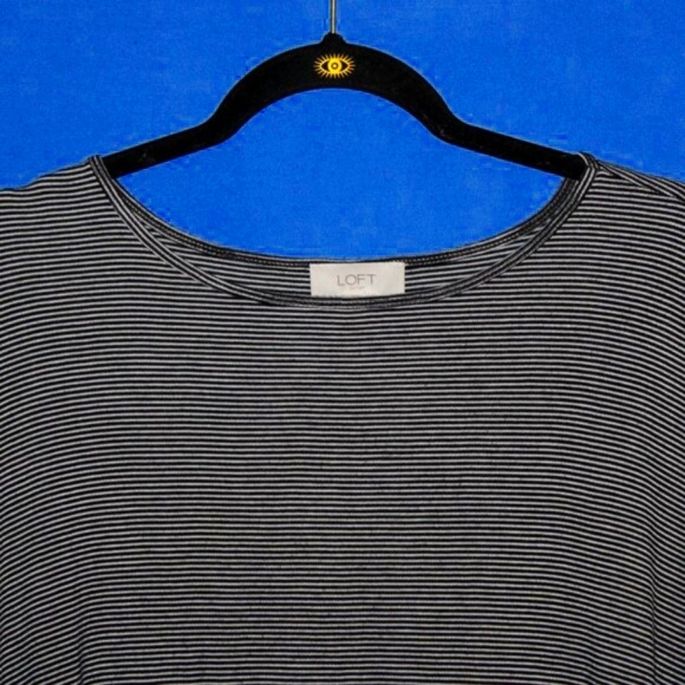 LOFT Outlet Striped Long Sleeve Shirt - Women's Size XL - Black & White Tunic - Picture 2 of 5